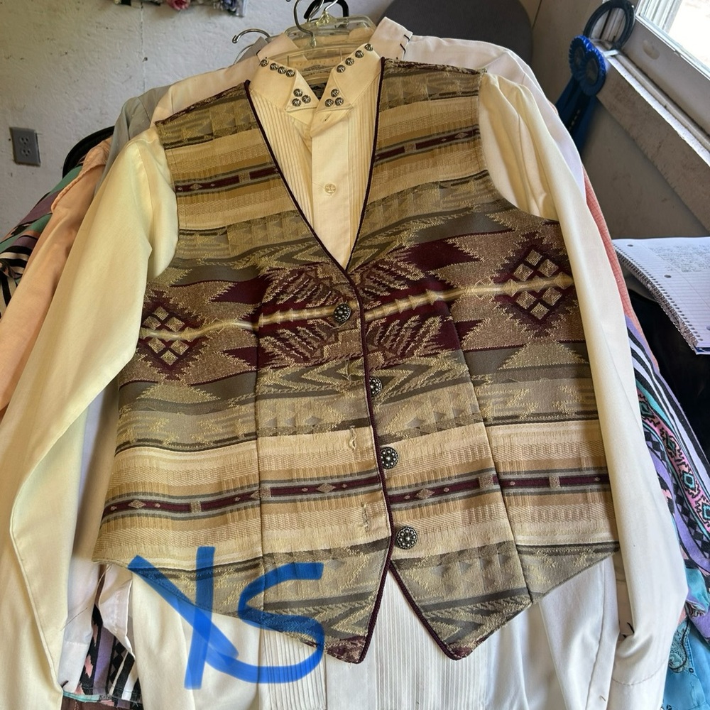 Southwestern Patterned Vest with Cream Shirt